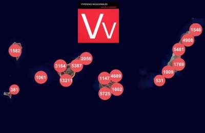 New map shows the number of registered holiday homes in the Canary Islands