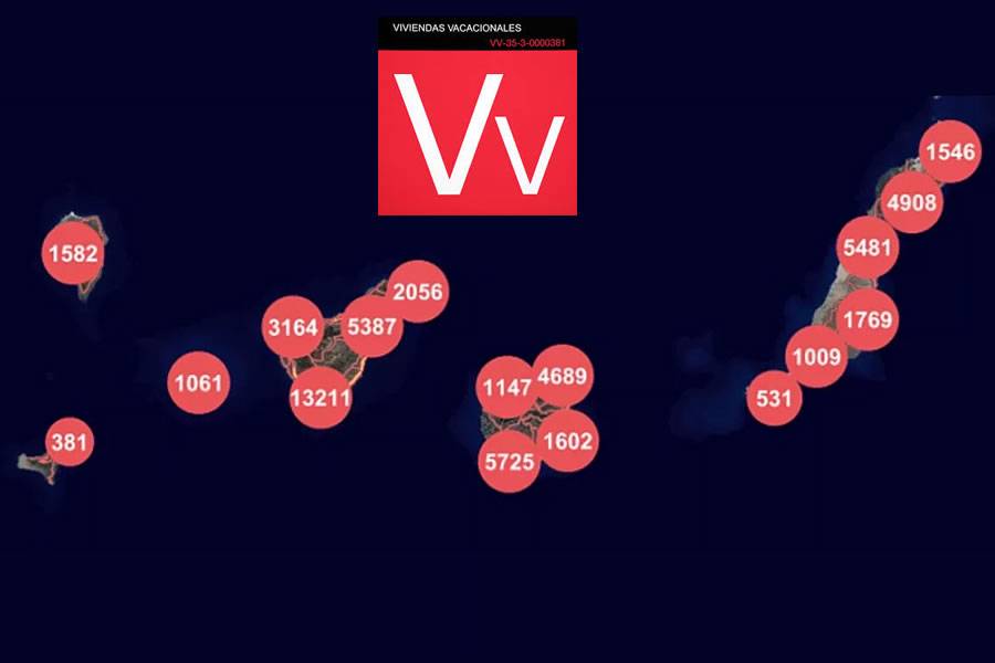 New map shows the number of registered holiday homes in the Canary Islands
