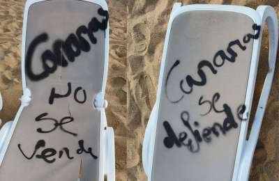 Over 230 sun beds vandalised with anti-tourism slogans on Los Cristianos beaches