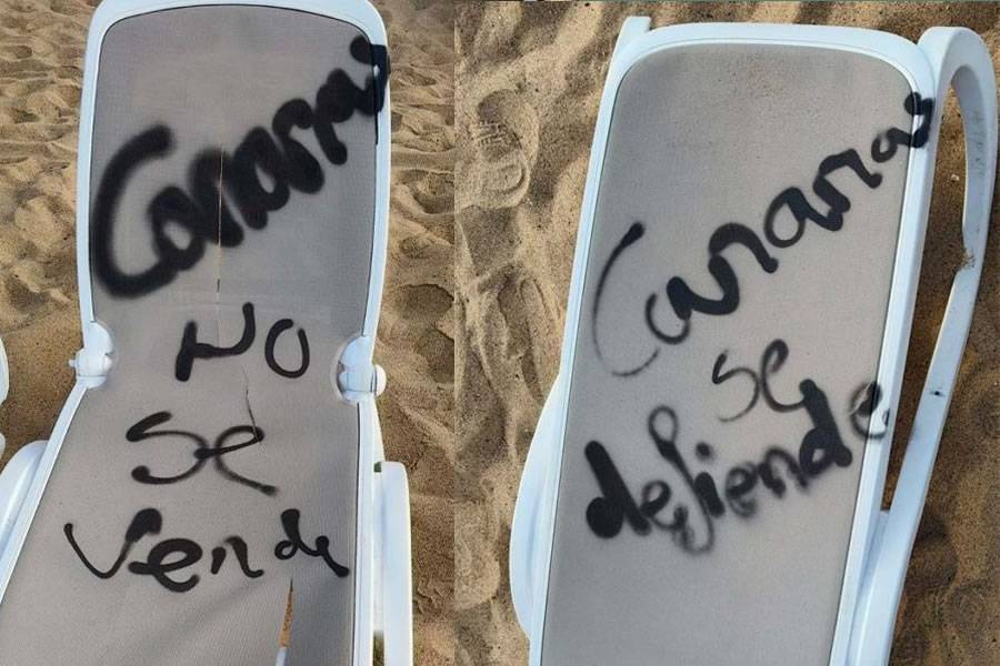 Over 230 sun beds vandalised with anti-tourism slogans on Los Cristianos beaches