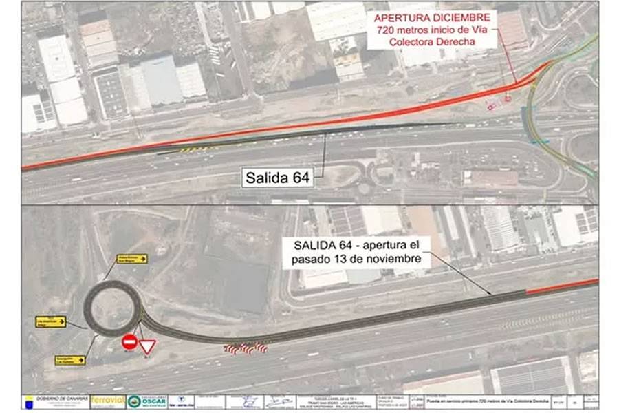 Partial reopening of exit ramp from Las Chafiras roundabout to TF-1 motorway