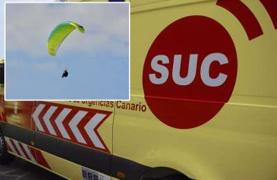 Paraglider seriously injured after falling onto a road in Tenerife