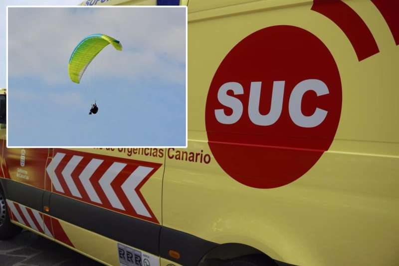 Paraglider seriously injured after falling onto a road in Tenerife