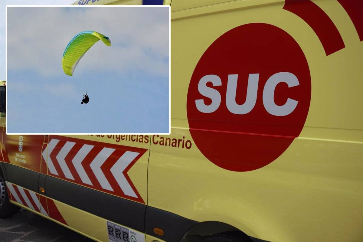 Paraglider seriously injured after falling onto a road in Tenerife