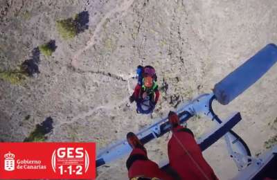 Emergency rescue by helicopter in the south of Tenerife