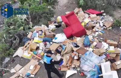 Police drone catches culprits red handed illegally dumping almost a ton of rubbish