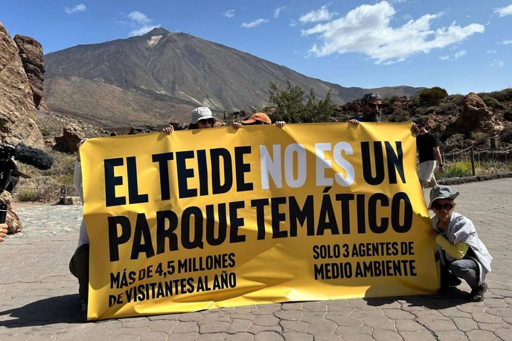 Small group stages protest at Mount Teide despite official postponement
