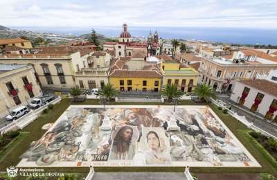 La Orotava unveils spectacular sand carpet for Corpus Christi Festivities