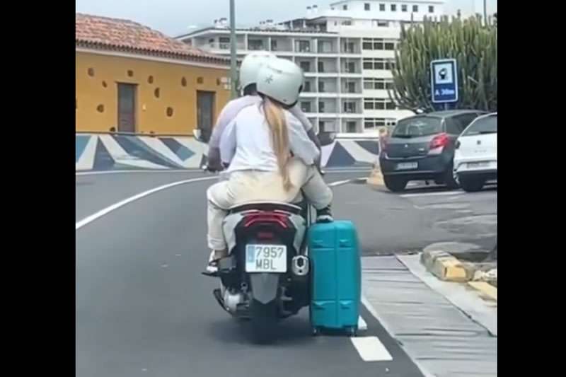 VIDEO: Motorcyclist drags suitcase through streets of Tenerife, sparking outrage