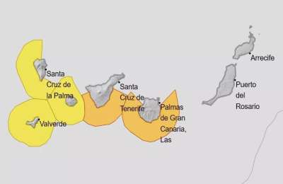 Orange and yellow weather warnings in five Canary Islands this weekend