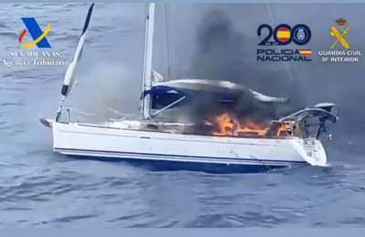 Authorities intercept cocaine-laden yacht off Canary Islands after crew set boat on fire
