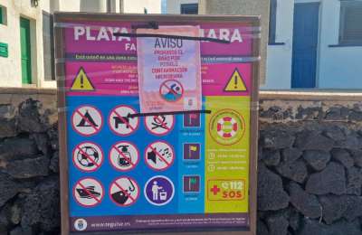 Bathing banned at Caleta de Famara beach