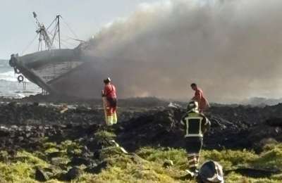 Five rescued as tuna boat catches fire off Lanzarote Coast