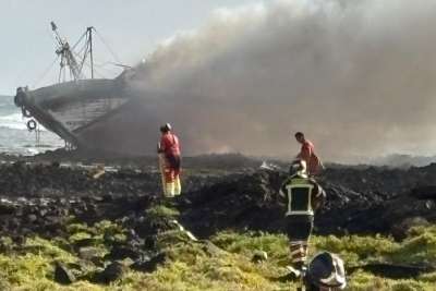 Five rescued as tuna boat catches fire off Lanzarote Coast