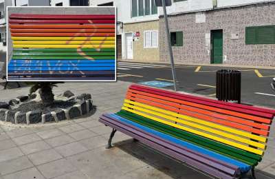 LGBTQ+ Pride bench restored after Nazi graffiti attack in Lanzarote