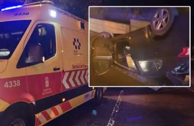 Two men injured after car overturns on TF-1 motorway in the south of Tenerife