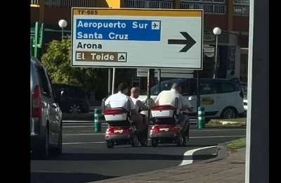 VIDEO: WTF! Tourists videoed riding mobility scooters on busy roads of Los Cristianos
