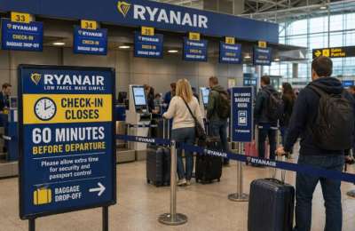 Ryanair bringing in earlier check-in times due to security and passport control delays