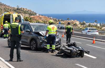 Motorcyclist injured in collision with car on TF-1 in Costa Adeje
