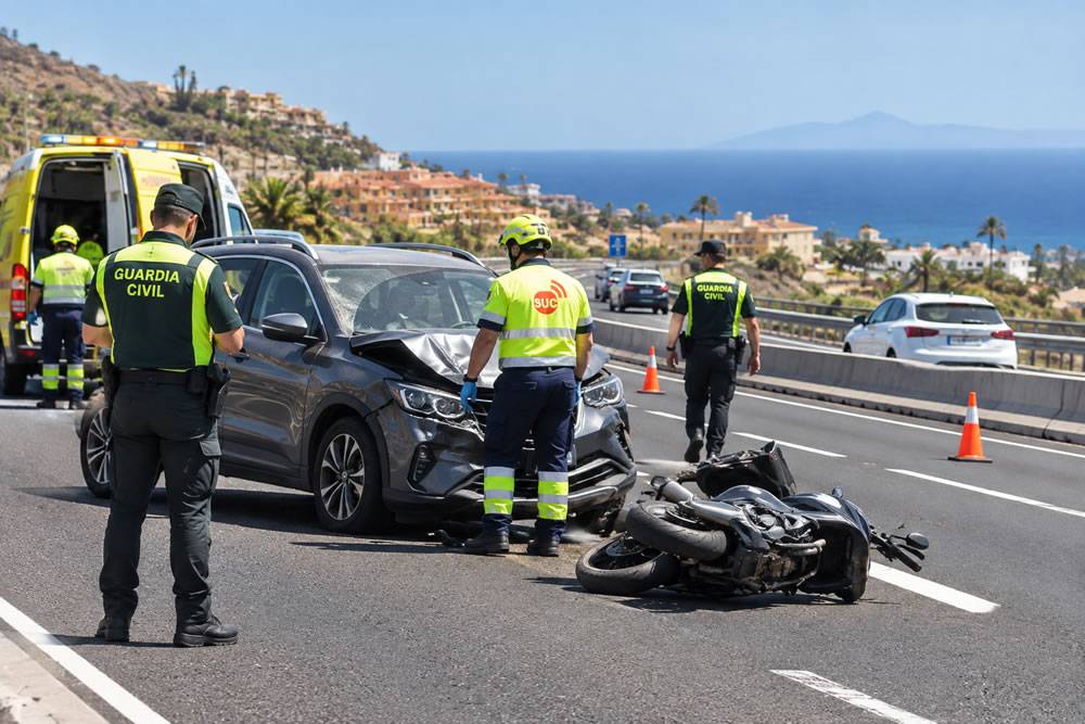 Motorcyclist injured in collision with car on TF-1 in Costa Adeje